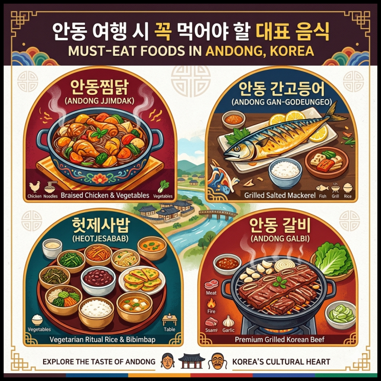  [안동] 안동 여행 시 꼭 먹어야 할 대표 음식 :  안동찜닭, 안동간고등어, 헛제삿밥, 안동한우갈비,안동국시..