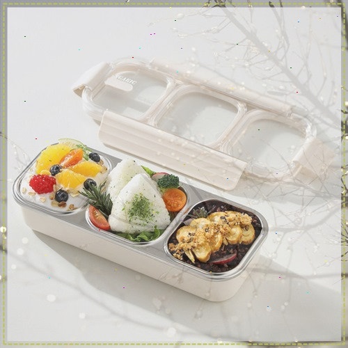 전자렌지 직장인 도시락통 칸칸이 스텐 밀폐용기 소풍 반찬통 런치박스, 700ml 3칸 화이트, 1개....