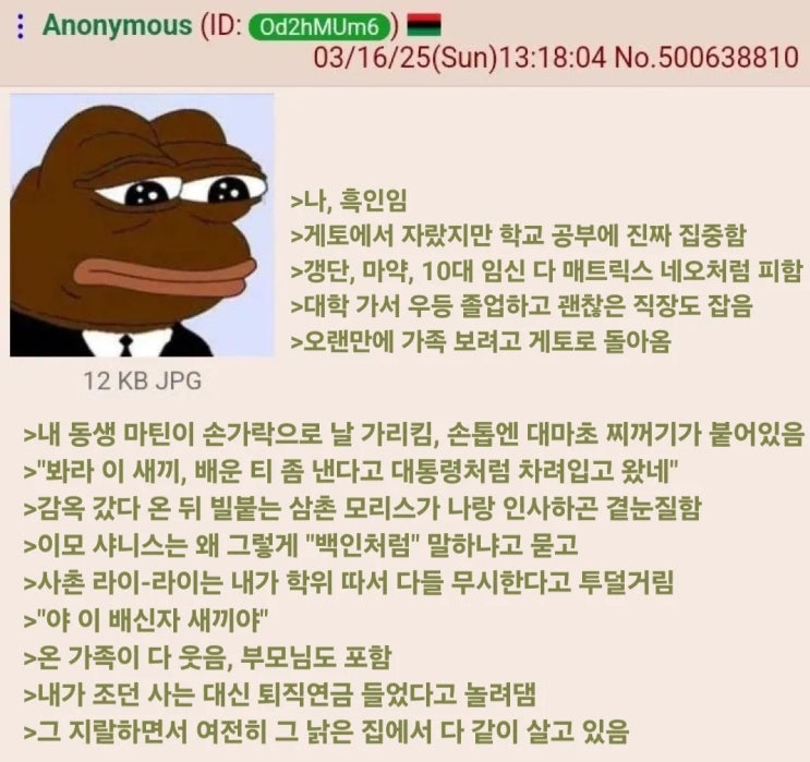  어느 대졸자 흑인의 가정사