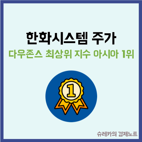  한화시스템 주가 다우존스 최상위 지수 아시아 DJBIC 1위