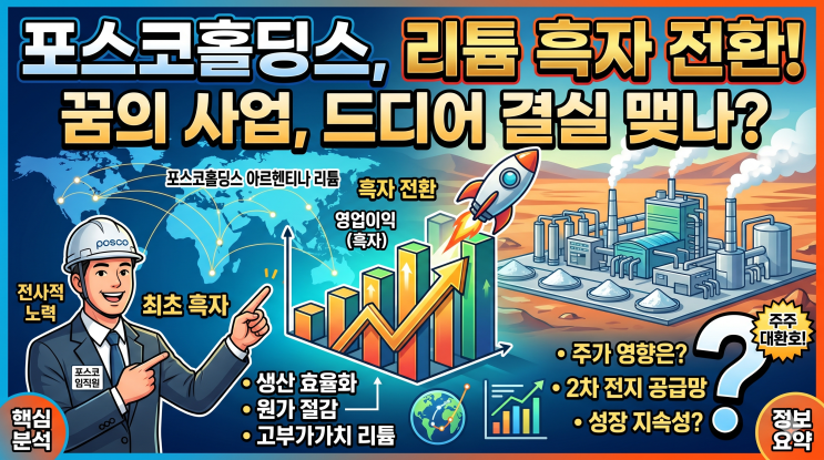  포스코홀딩스 리튬 사업 흑자 전환, 드디어 반등 시작되나?
