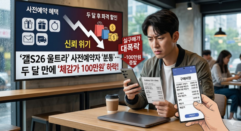 "두 달 만에 100만 원 증발?" 갤럭시 S26 울트라 사전예약자들 뿔났다!