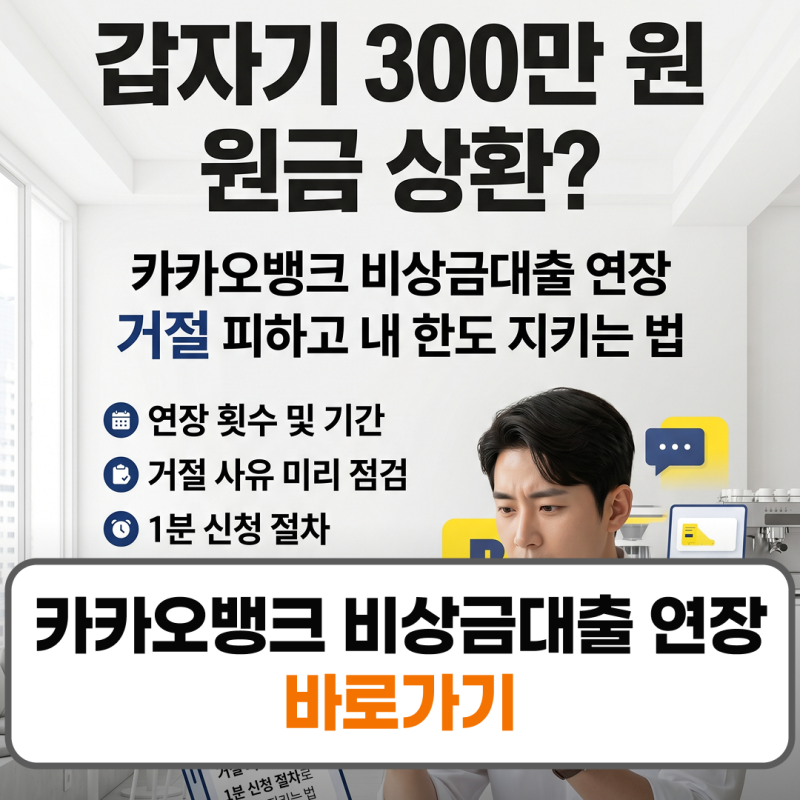 카카오뱅크 비상금대출 연장 횟수 거절 이유 신청방법 총정리