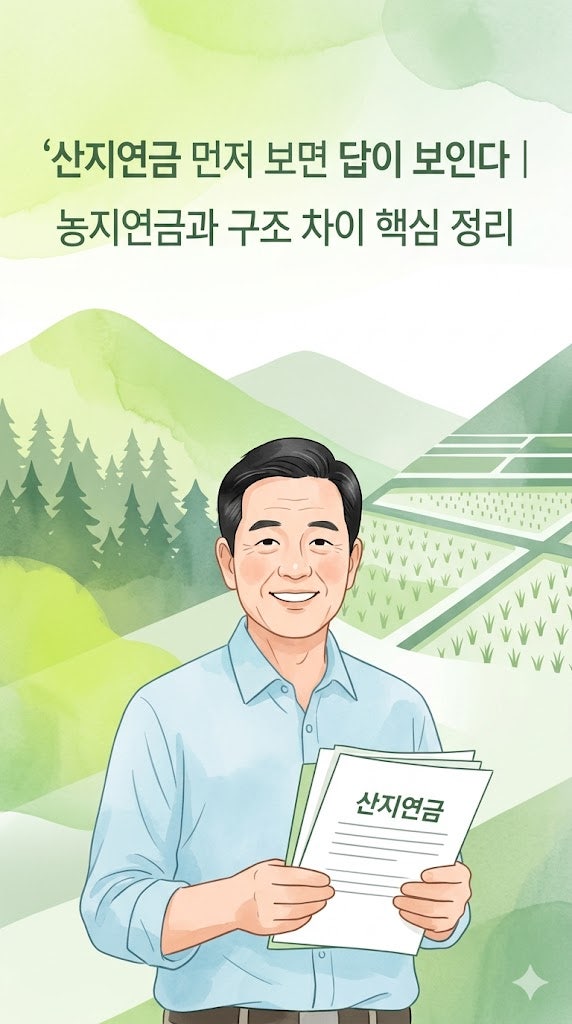 '산지연금' 먼저 보면 답이 보인다｜'농지연금'과 구조 차이 핵심 정리