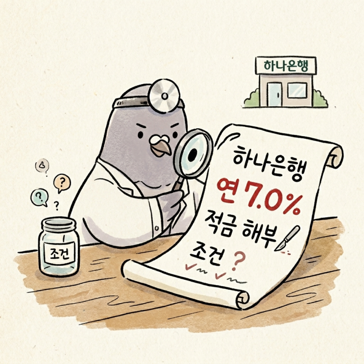 "연 7.0%"<b>하나은행</b> 1년 적금 해부! 조건