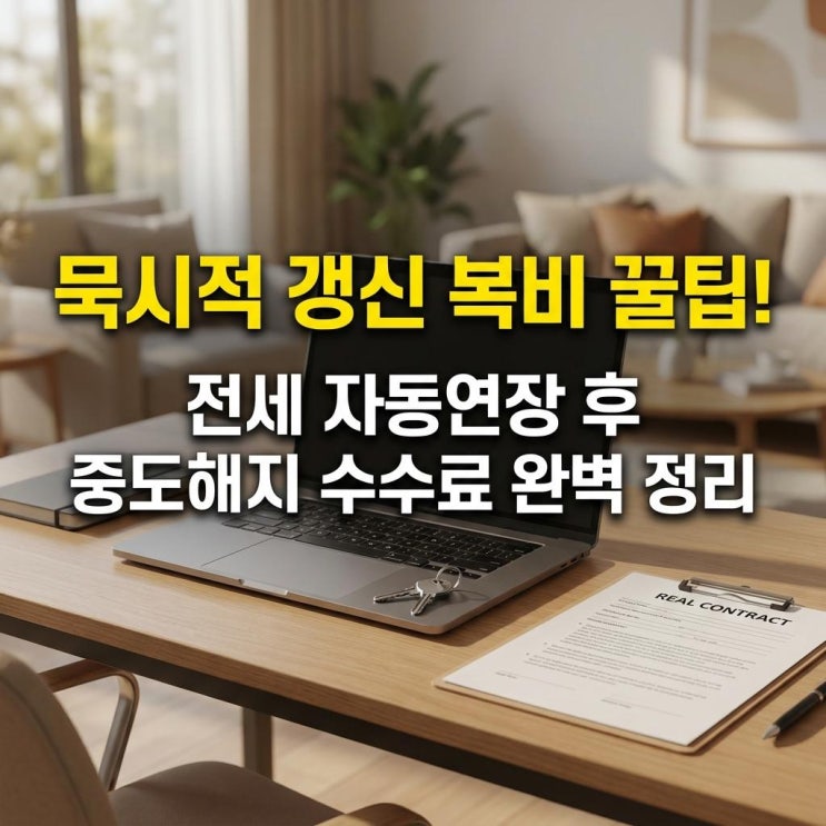  묵시적 갱신 복비 꿀팁! 전세 자동연장 후 중도해지 수수료 완벽 정리