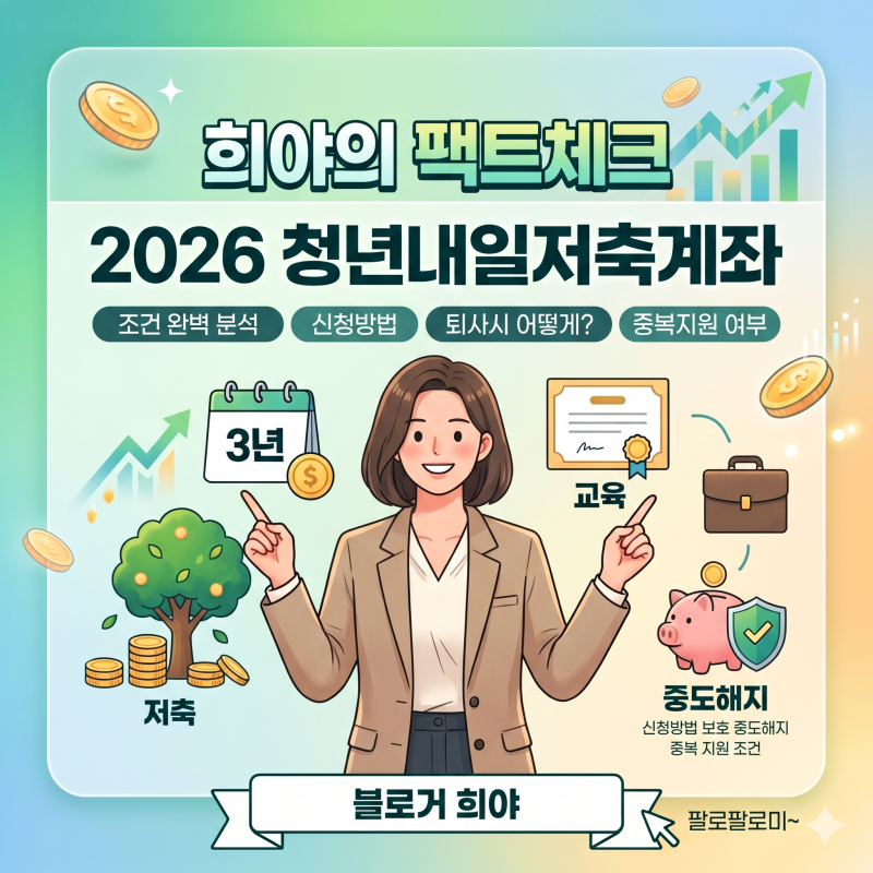 2026 청년내일저축계좌 조건, 신청 및 필요서류, 퇴사시 총정리!!