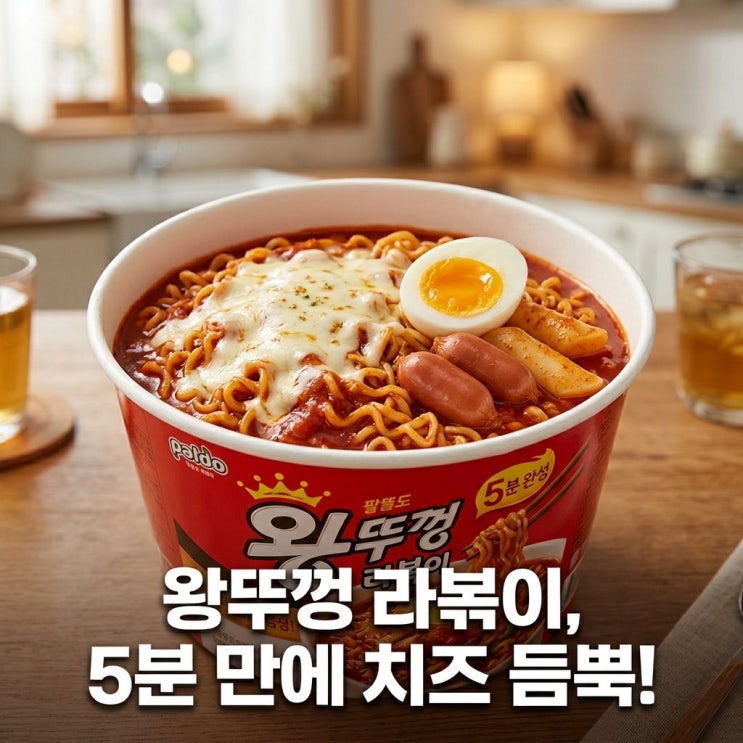  왕뚜껑 라볶이, 5분 만에 완성하고 2배 맛의 비밀 토핑 공개
