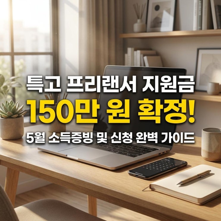  특고 프리랜서 지원금 150만 원 확정! 5월 소득증빙 및 신청 완벽 가이드