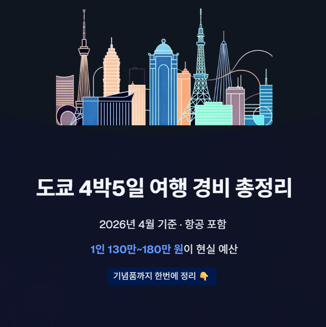 일본 도쿄 4박5일 여행 경비 및 도쿄여행 기념품