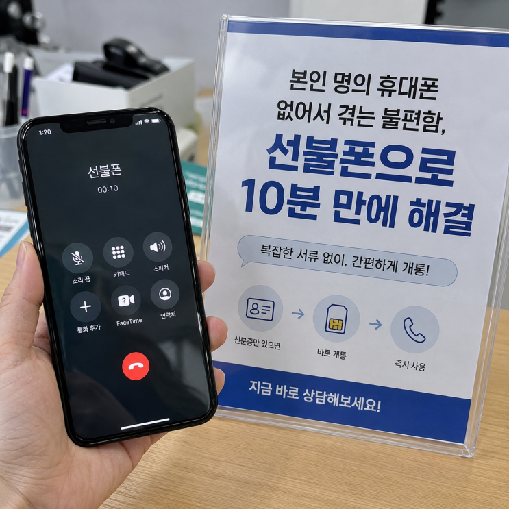  본인 명의 휴대폰 없어서 겪는 불편함, 선불폰으로 10분 만에 해결