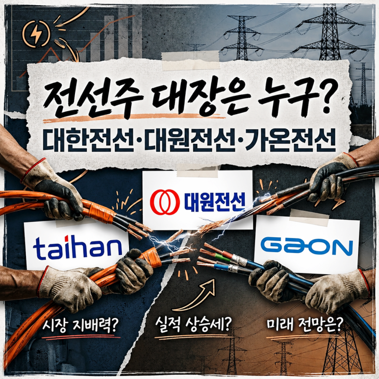 전선주 대장주 TOP3 정리, 대한전선·대원전선·가온전선 왜 오를까