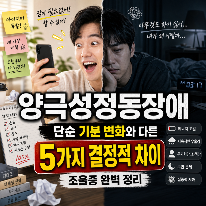 양극성정동장애, 단순 기분 변화와 다른 5가지 결정적 차이 (조울증 완벽 정리)
