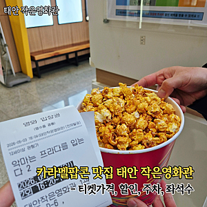 태안 작은영화관 악프입2 후기(주차, 예매가격, 카라멜팝콘, 좌석수)