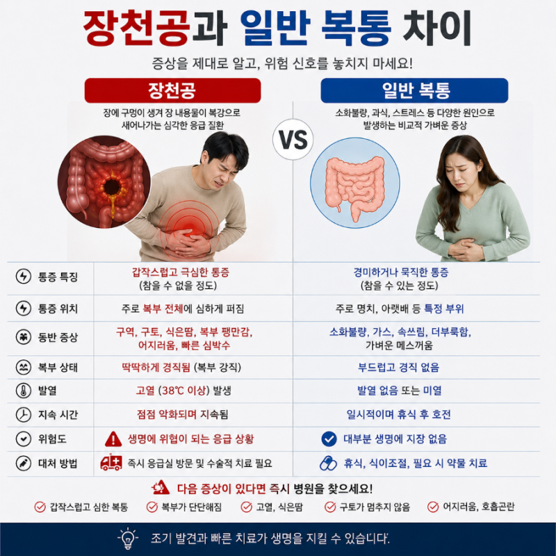 장천공 초기증상부터 수술,회복까지 총정리!복통이 위험한 이유