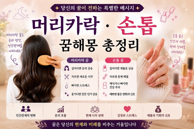 ♀️머리카락·손톱 꿈해몽 25가지 (운·건강·재물 흐름 총정리)