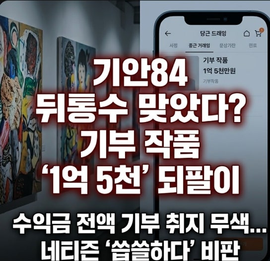 기부 천사 기안84의 뒤통수? 1억 5천만 원 '중고 되팔이' 논란