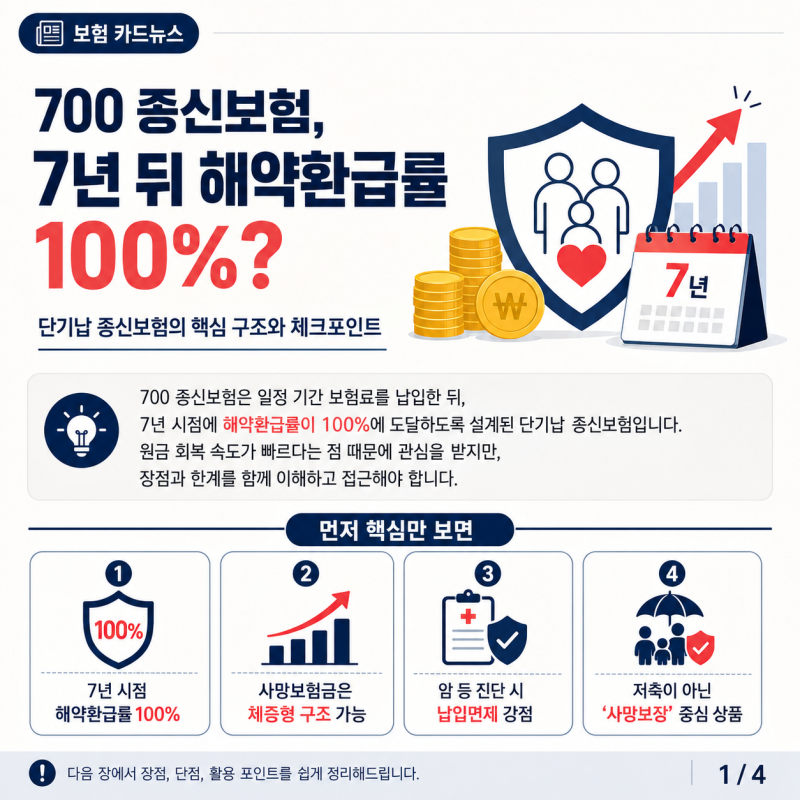 700 종신보험이란? 원금 회복부터 상속세 설계까지/자영업자·자산가를 위한 가입 전략