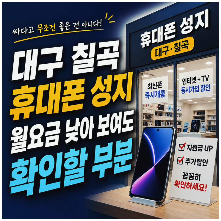  대구 칠곡 휴대폰 성지 월요금 낮아 보여도 확인할 부분