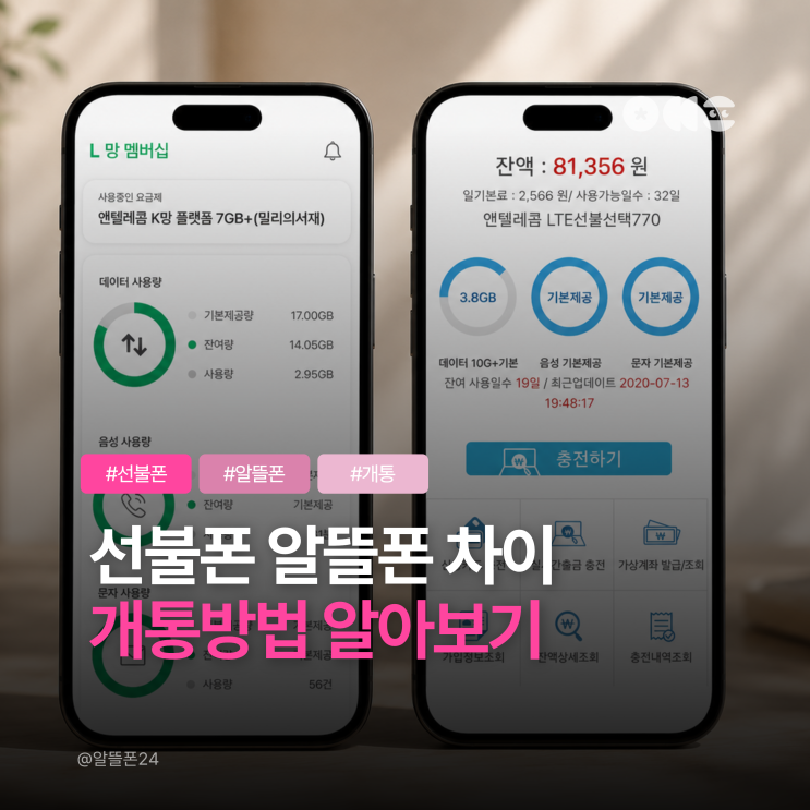  선불폰 알뜰폰 차이 및 개통방법 알아보기