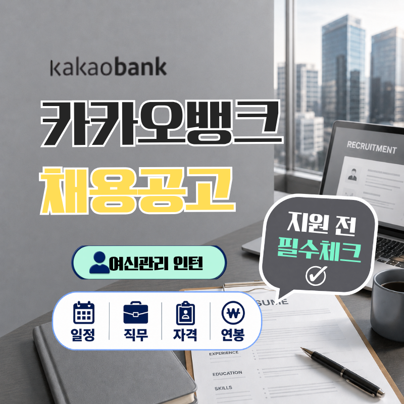2026 카카오뱅크 여신관리 체험형 인턴 채용 공고 총정리 지원자격 일정 급여 업무