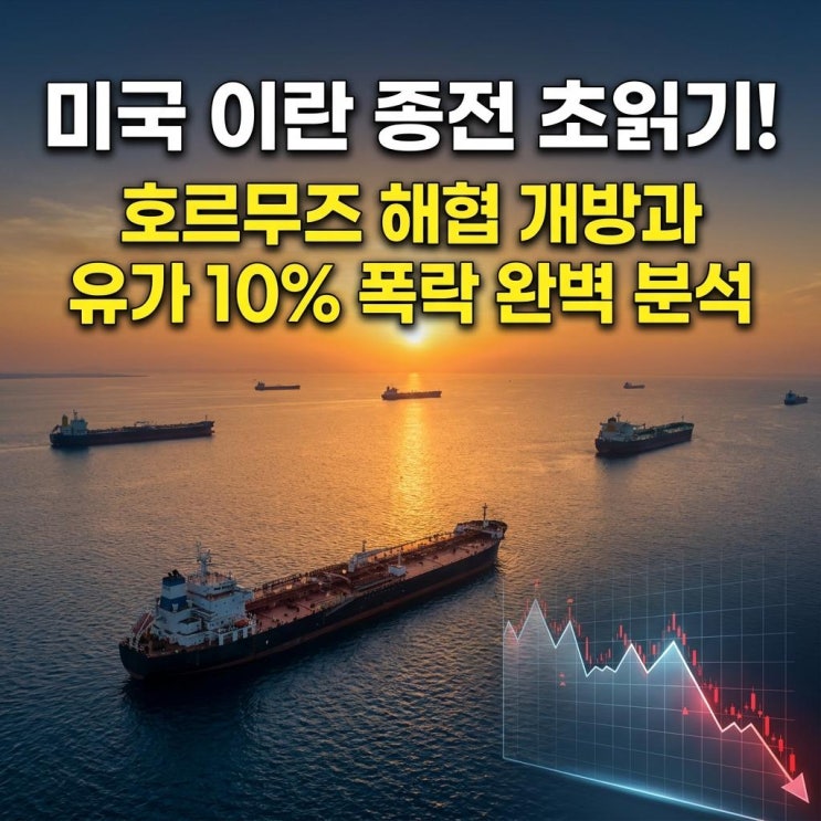  미국 이란 종전 초읽기! 호르무즈 해협 개방과 유가 10% 폭락 완벽 분석