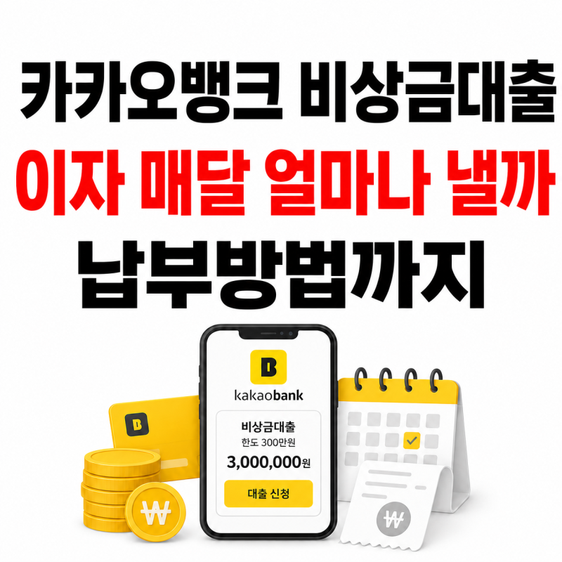 카카오뱅크 비상금대출 이자 계산법과 납부방법