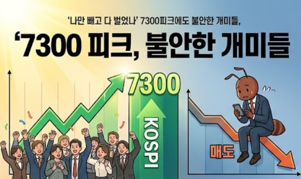  “나만 빼고 다 벌었나” 7300피크에도 불안한 개미들, 매도 행렬 언제까지 이어질까