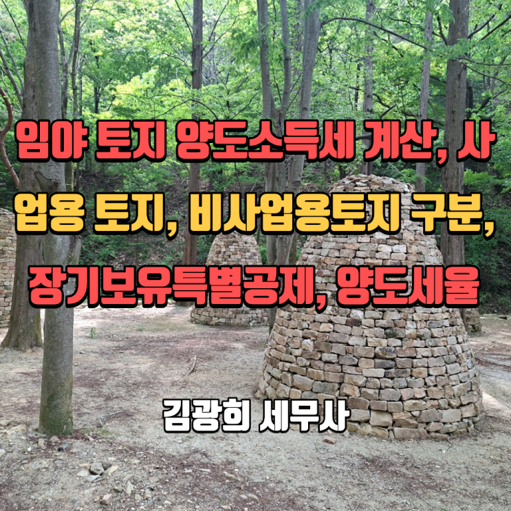  임야 토지 양도소득세 계산, 사업용 토지, 비사업용토지 구분, 장기보유특별공제, 양도세율