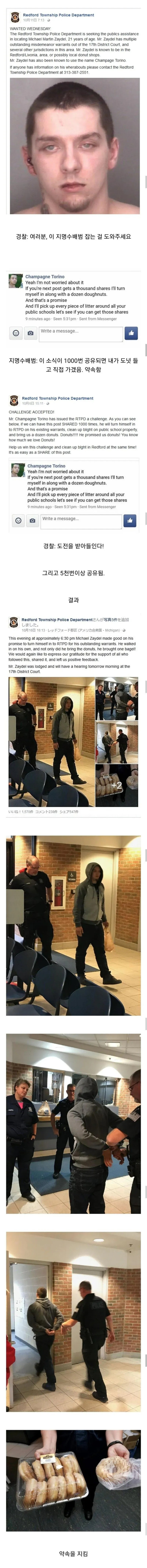  경찰이 인터넷에 지명수배자를 공개수배하자 범인이 댓글