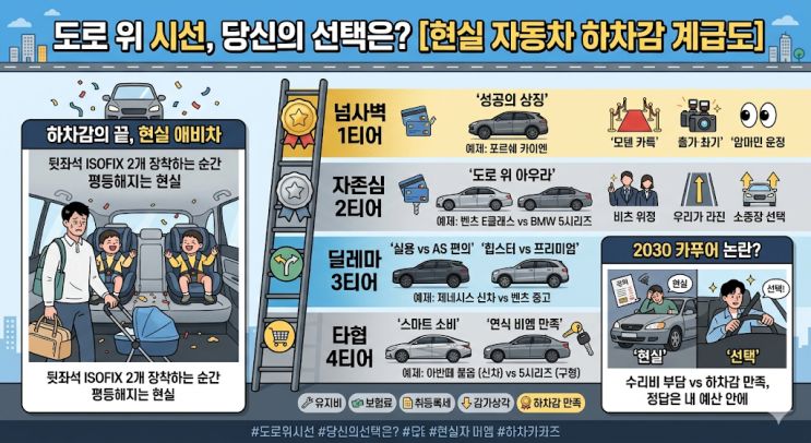  [자동차 계급도] 아반떼 신차 살 돈으로 중고 5시리즈? 2030 카푸어 하차감 서열 현실