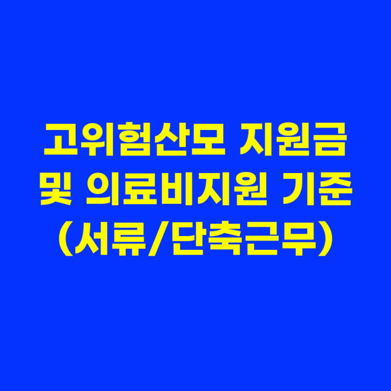 고위험산모 지원금 및 의료비지원 기준 (서류/단축근무)
