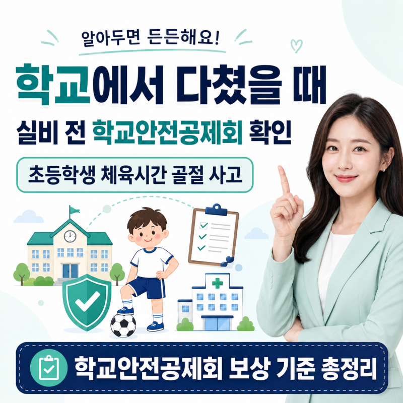 학교에서 다쳤을 때 초등학생 체육시간 골절 사고 병원비, 개인 실비 청구 전 학교안전공제....