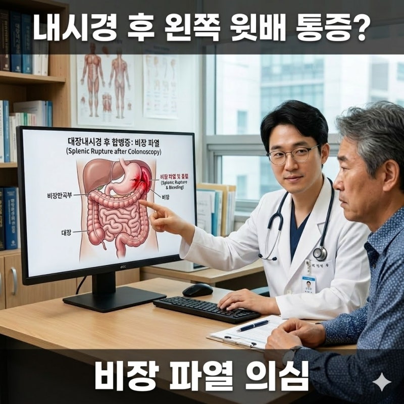 위·대장내시경 후 왼쪽 윗배 통증, 비장 파열일 수 있을까?