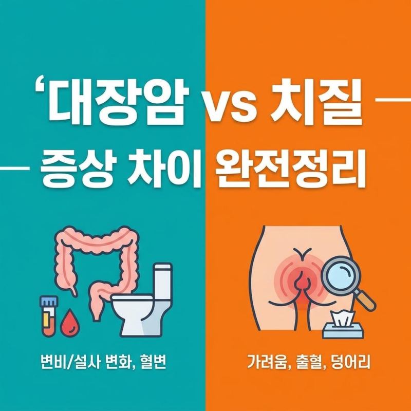 대장암 초기증상 vs 치질 차이 — 이 3가지만 보면 바로 구분돼요