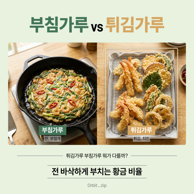 부침가루 튀김가루 차이 | 전 바삭하게 부치는 황금 비율 정리