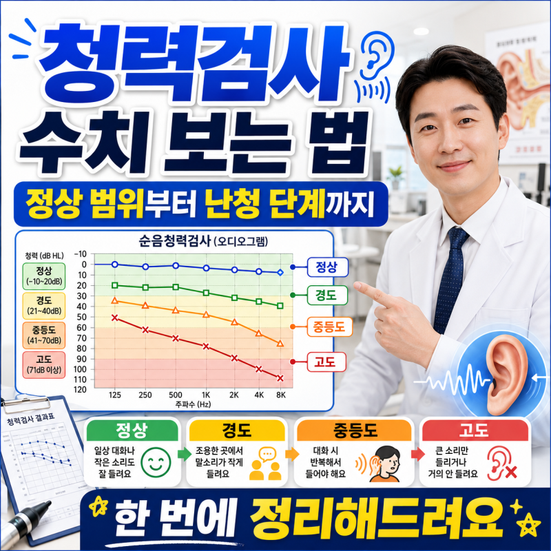 청력검사 수치 보는 법, 정상 범위부터 난청 단계까지 한 번에 정리해드려요
