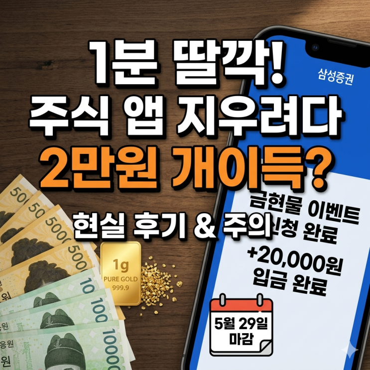 주식 앱 지우려다 2만 원 번 삼성증권 금현물 이벤트 현실 후기