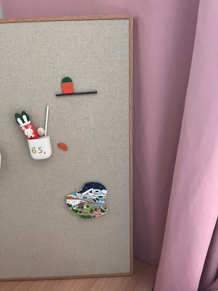  자석보드 아이방 인테리어 소품 추천, 원목 감성 린넨 자석보드 사용기