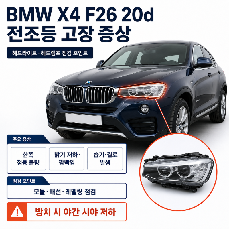 BMW X4 F26 20d 전조등 고장 증상과 교체비용, 확인해야 할 포인트