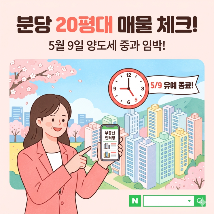  분당 20평대 급매물 실종? 5월 9일 양도세 중과 부활 전 막판 분위기 체크
