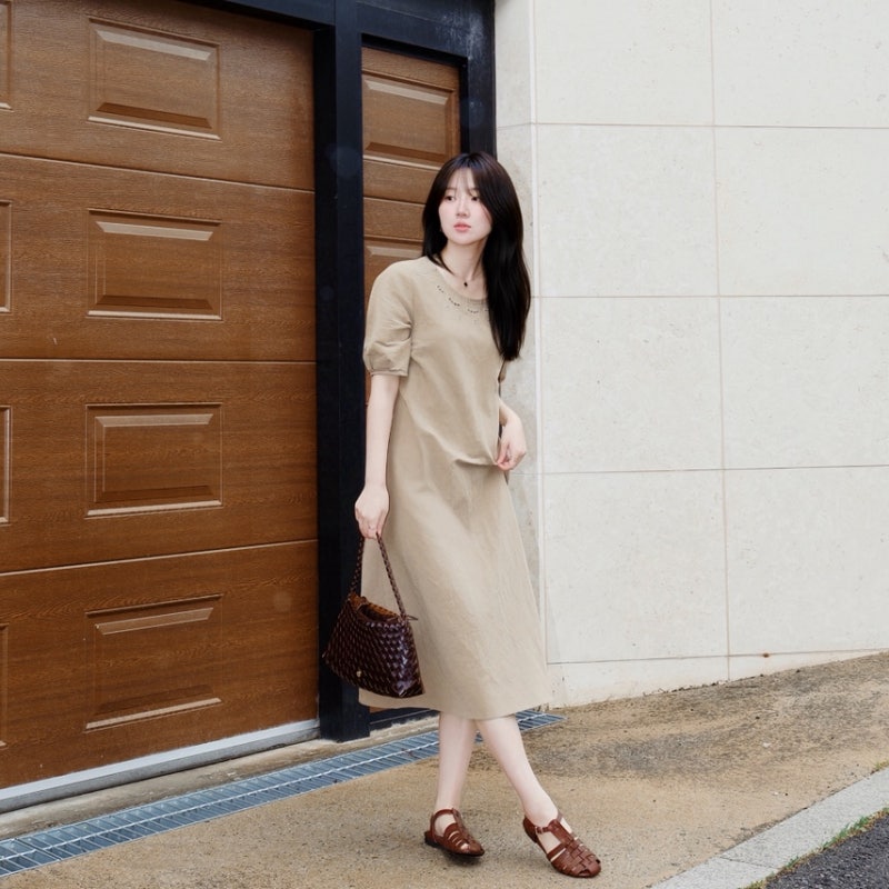 지센 여름 린넨 원피스 코디, 페미닌한 데일리룩 추천