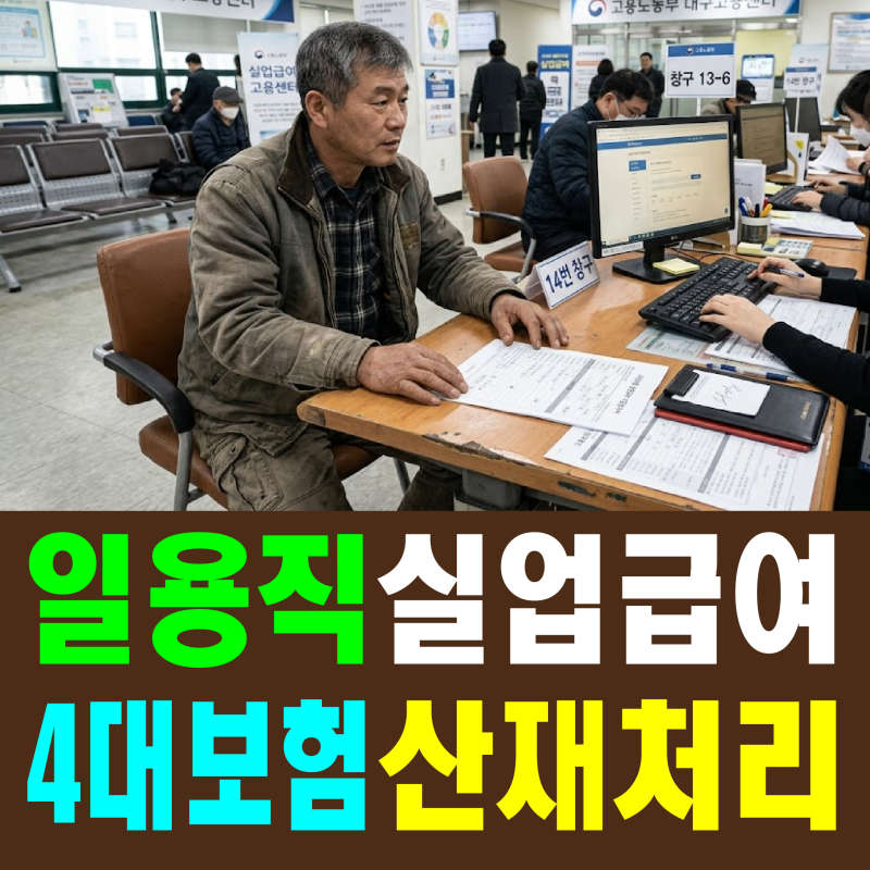 [일용직 4대보험] 실업급여 신청 및 산재 처리 방법