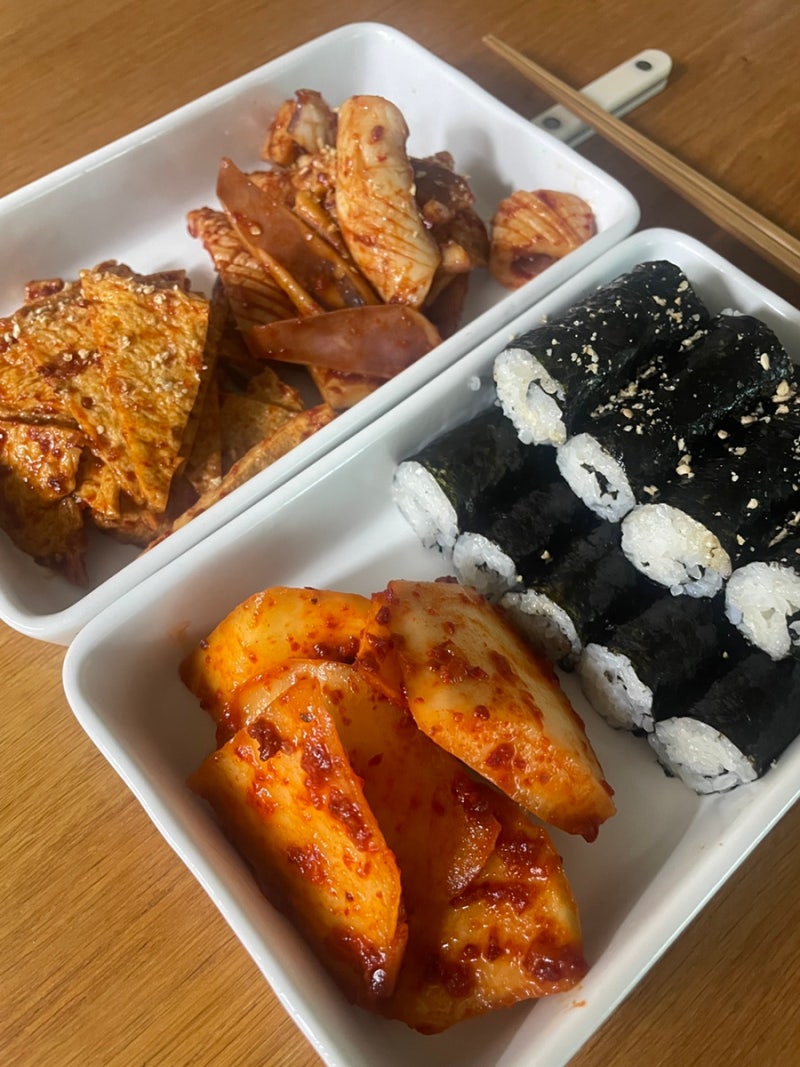 충무김밥 레시피 석박지 오징어무침 어묵무침 만들기