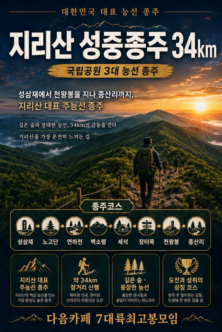  지리산 성중종주 34km 완벽가이드 (지도 & gpx) - 3대 능선종주 / 지리 3대종주 / 3대종주