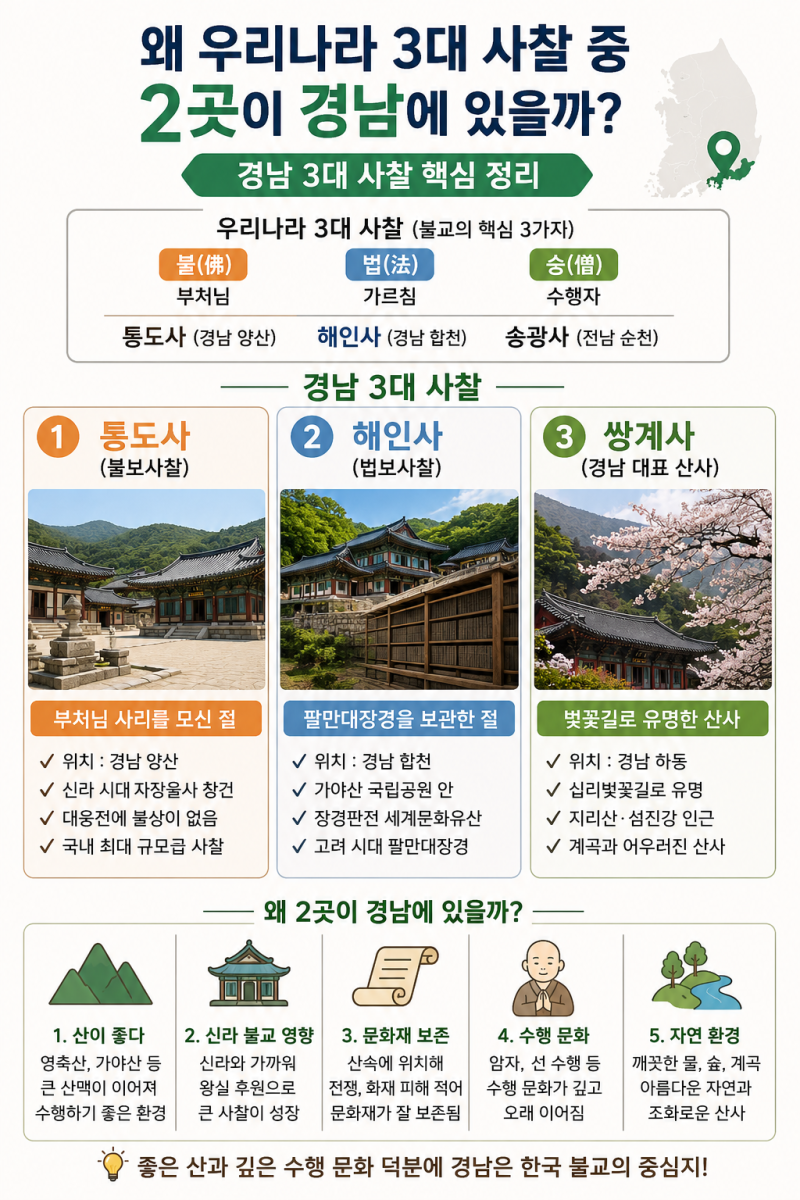 왜 우리나라 3대 사찰 중 2곳이 경남에 있을까? 경남 3대 사찰까지 한 번에 정리