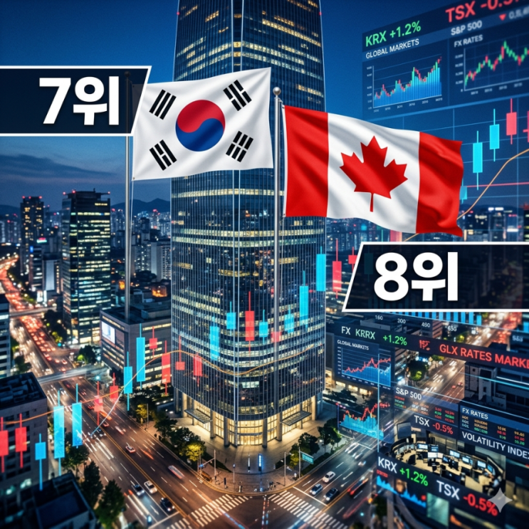  대한민국 시가총액 캐나다 넘어 세계 7위 대만 6위 잡으로 가즈아!