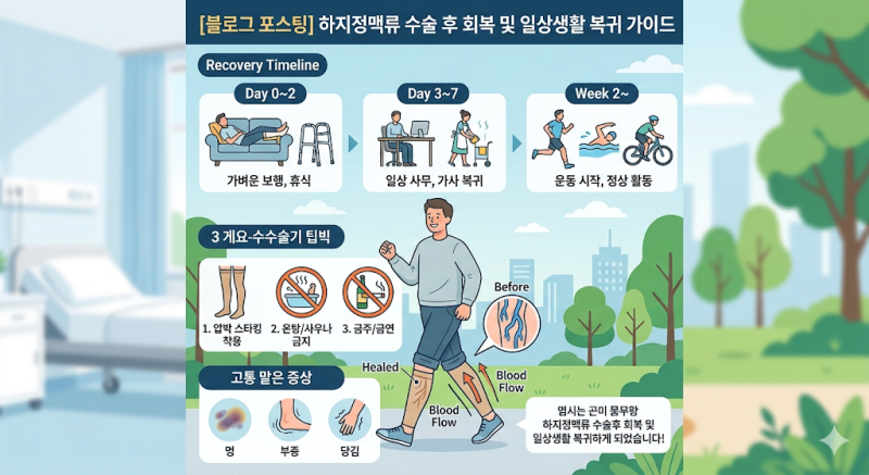 하지정맥류 수술 후 회복 기간, 언제부터 운동하고 출근할 수 있을까요?