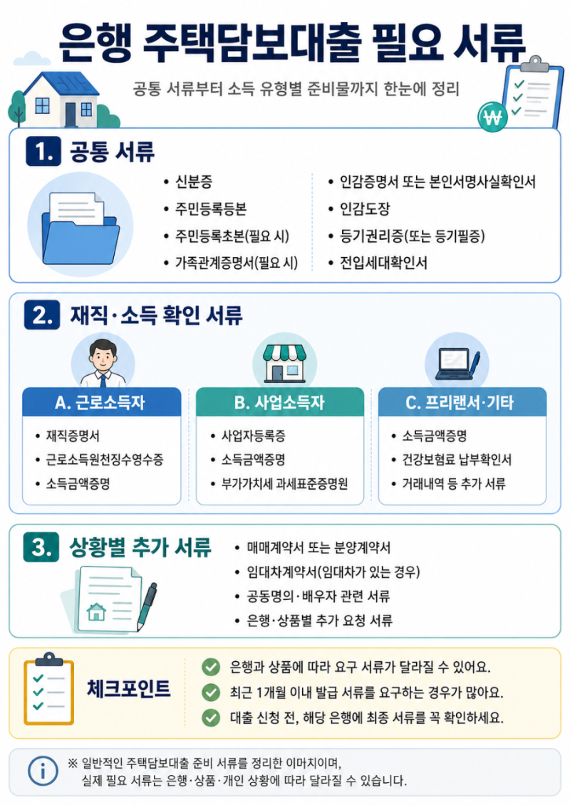 은행 주택담보대출 필요서류 정리｜주담대 신청 전 미리 챙겨야 할 서류