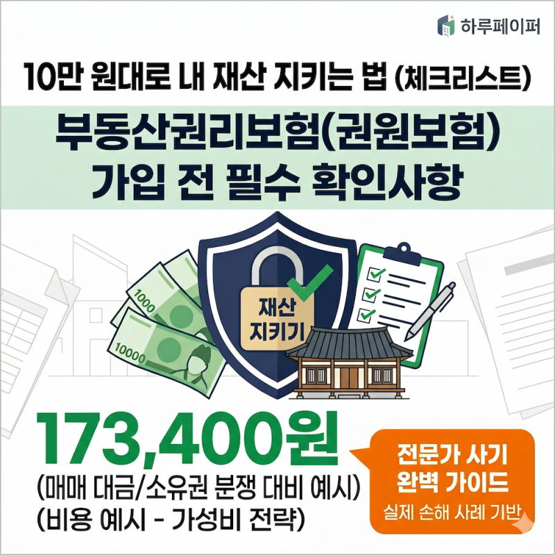 등기부등본 사기, 전재산 잃는 대신 10만 원대 부동산권리보험!
